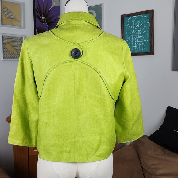 Laura Ashley Linen Blazer Jacket Size Petite M - Picture 2 of 6